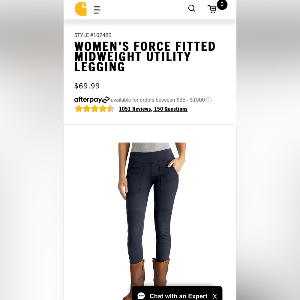 Like New Women’s Carhartt Utility Force Fit Legging, Black size small